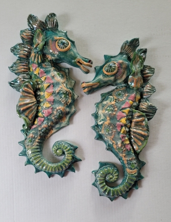 2 Green SeaHorses