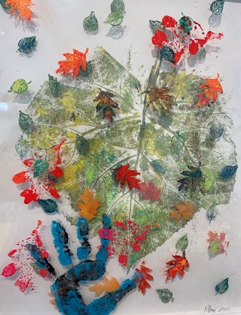 Paulownia Leaf with Hand Print
