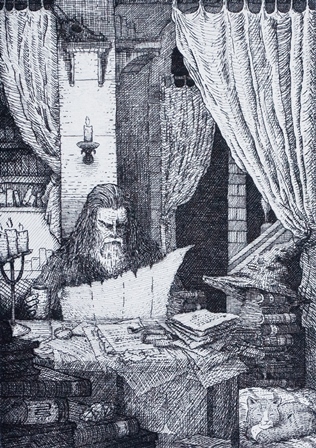ST. JEROME/GANDALF IN HIS STUDY