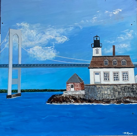 Rose Island Lighthouse with Bridge