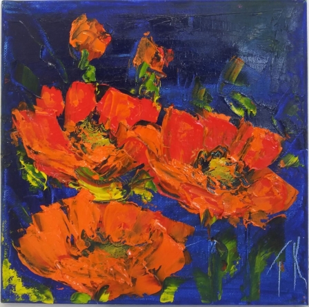 Popies on Blue