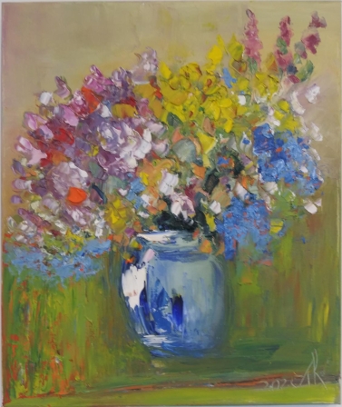 Flowers in Blue Vase