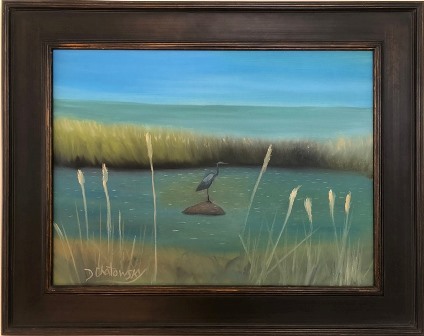 Great Blue Heron. Spring Street Pond, Block Island
