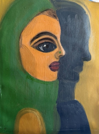 The girl with with her shadow as her friend 